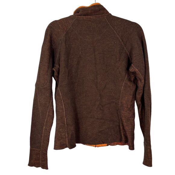 Mountain Hardwear Wool Blend Sweater Brown Full Zip Fleece Lined Women's Medium - Picture 3 of 5